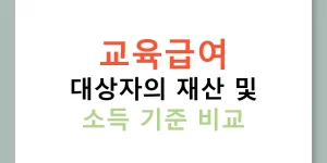 교육급여 대상자의 재산 및 소득 기준 비교