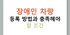 장애인 차량 등록 방법과 충족해야 할 조건