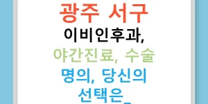 광주 서구 이비인후과, 야간진료, 수술 명의, 당신의 선택은?