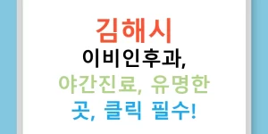 김해시 이비인후과, 야간진료, 유명한 곳, 클릭 필수!