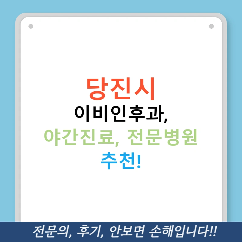 당진시 이비인후과, 야간진료, 전문병원 추천!