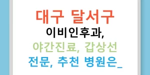대구 달서구 이비인후과, 야간진료, 갑상선 전문, 추천 병원은?