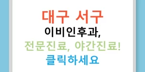 대구 서구 이비인후과, 전문진료, 야간진료! 클릭하세요