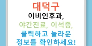 대덕구 이비인후과, 야간진료, 이석증, 클릭하고 놀라운 정보를 확인하세요!