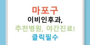 마포구 이비인후과, 추천병원, 야간진료! 클릭필수