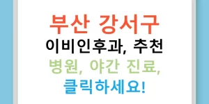 부산 강서구 이비인후과, 추천 병원, 야간 진료, 클릭하세요!