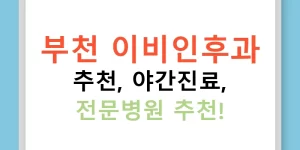 부천 이비인후과 추천, 야간진료, 전문병원 추천!