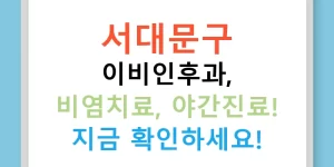 서대문구 이비인후과, 비염치료, 야간진료! 지금 확인하세요!