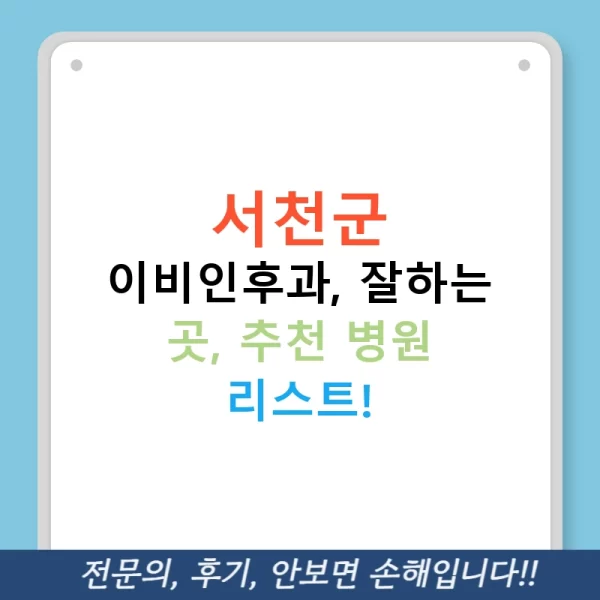 서천군 이비인후과, 잘하는 곳, 추천 병원 리스트!