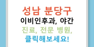 성남 분당구 이비인후과, 야간 진료, 전문 병원, 클릭해보세요!