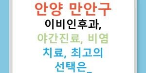 안양 만안구 이비인후과, 야간진료, 비염 치료, 최고의 선택은?