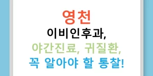영천 이비인후과, 야간진료, 귀질환, 꼭 알아야 할 통찰!