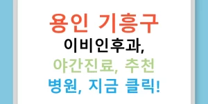용인 기흥구 이비인후과, 야간진료, 추천 병원, 지금 클릭!