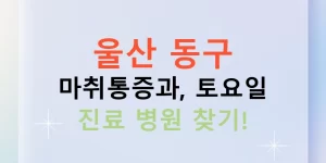 울산 동구 마취통증과, 토요일 진료 병원 찾기!