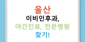울산 이비인후과, 야간진료, 전문병원 찾기!