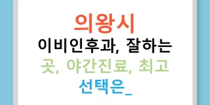 의왕시 이비인후과, 잘하는 곳, 야간진료, 최고 선택은?