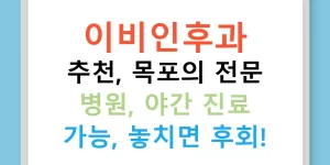 이비인후과 추천, 목포의 전문 병원, 야간 진료 가능, 놓치면 후회!