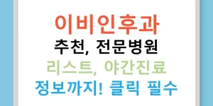 이비인후과 추천, 전문병원 리스트, 야간진료 정보까지! 클릭 필수