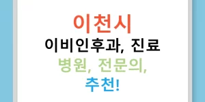 이천시 이비인후과, 진료 병원, 전문의, 추천!