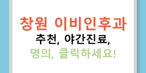 창원 이비인후과 추천, 야간진료, 명의, 클릭하세요!