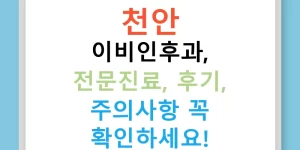 천안 이비인후과, 전문진료, 후기, 주의사항 꼭 확인하세요!