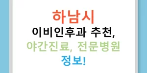 하남시 이비인후과 추천, 야간진료, 전문병원 정보!