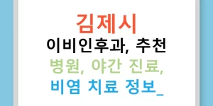 김제시 이비인후과, 추천 병원, 야간 진료, 비염 치료 정보!