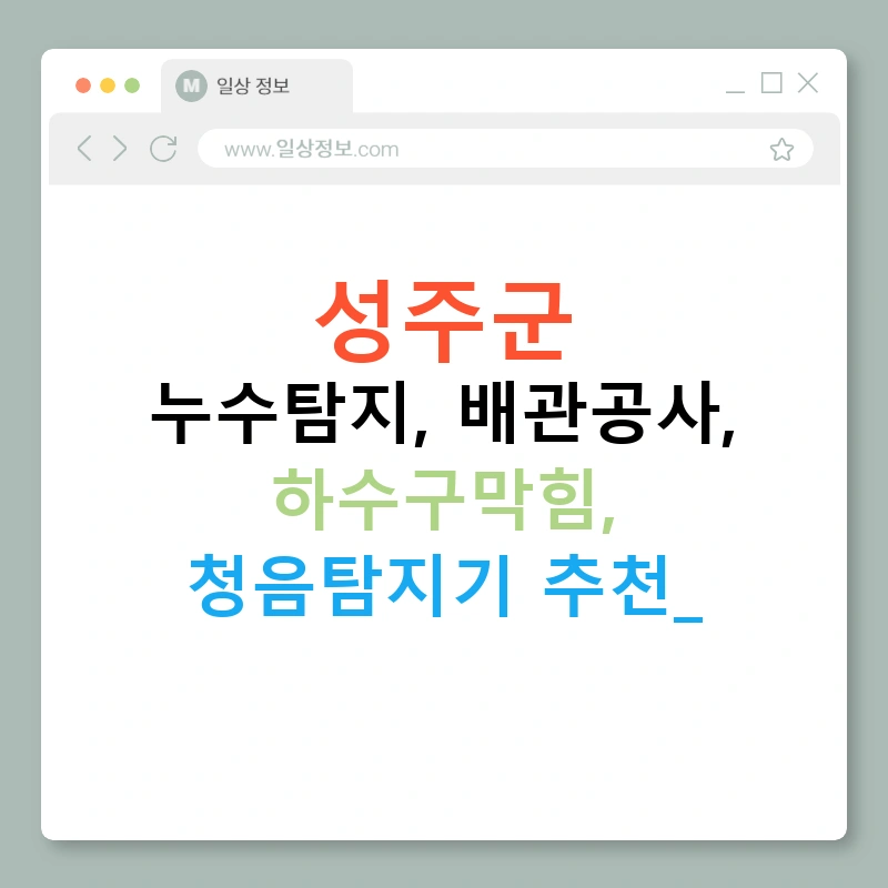성주군 누수탐지, 배관공사, 하수구막힘, 청음탐지기 추천!