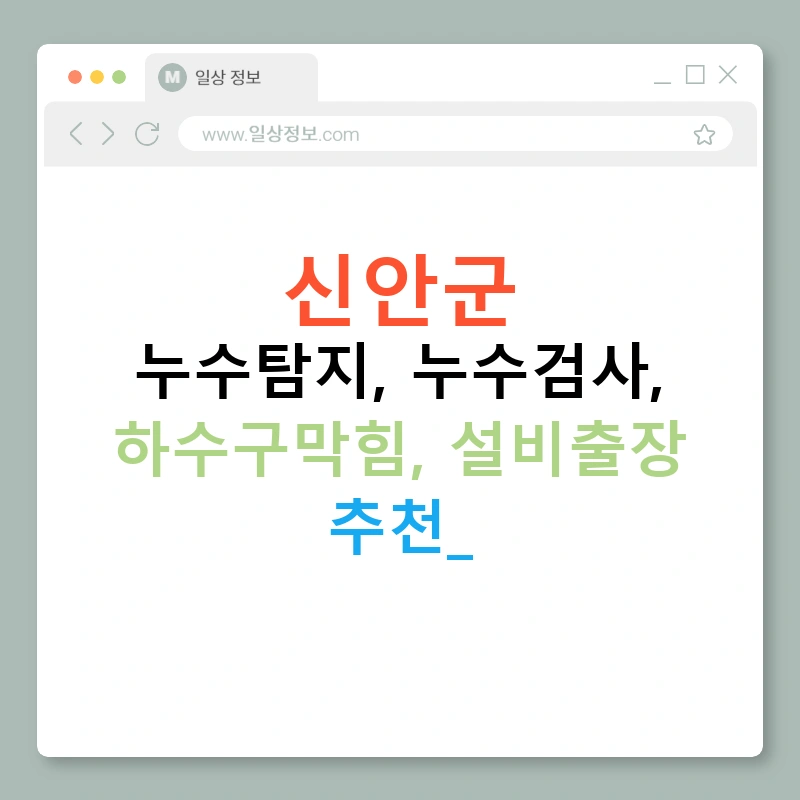 신안군 누수탐지, 누수검사, 하수구막힘, 설비출장 추천!