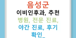 음성군 이비인후과, 추천 병원, 전문 진료, 야간 진료, 후기 확인!
