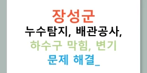 장성군 누수탐지, 배관공사, 하수구 막힘, 변기 문제 해결!