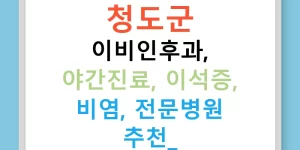 청도군 이비인후과, 야간진료, 이석증, 비염, 전문병원 추천!