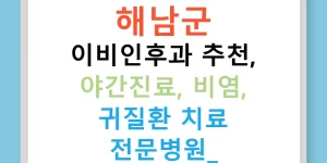 해남군 이비인후과 추천, 야간진료, 비염, 귀질환 치료 전문병원!