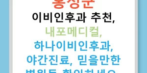 홍성군 이비인후과 추천, 내포메디컬, 하나이비인후과, 야간진료, 믿을만한 병원들 확인하세요!