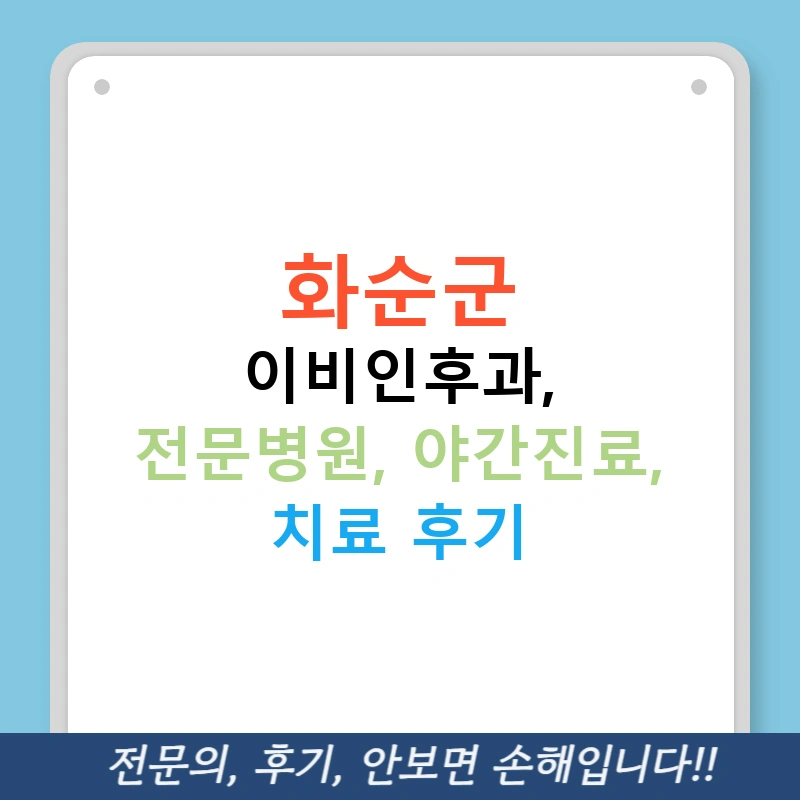 화순군 이비인후과, 전문병원, 야간진료, 치료 후기
