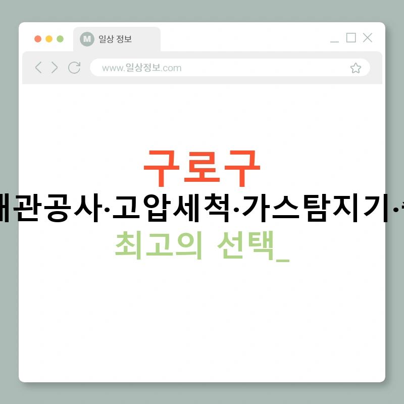 구로구 누수탐지·배관공사·고압세척·가스탐지기·출장서비스 최고의 선택!