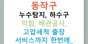 동작구 누수탐지, 하수구 막힘, 배관공사, 고압세척 출장 서비스까지 한번에!