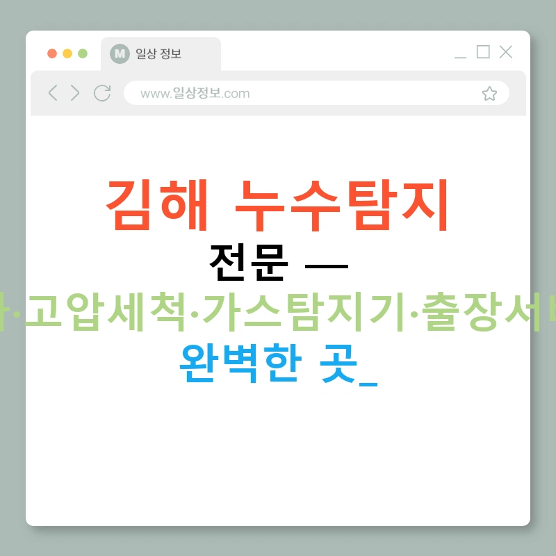 김해 누수탐지 전문 — 배관공사·고압세척·가스탐지기·출장서비스까지 완벽한 곳!