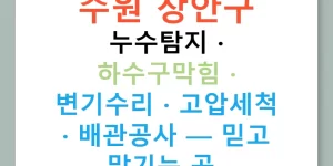 수원 장안구 누수탐지 · 하수구막힘 · 변기수리 · 고압세척 · 배관공사 — 믿고 맡기는 곳!