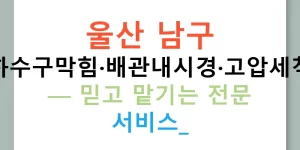 울산 남구 누수탐지·하수구막힘·배관내시경·고압세척·변기뚫기 — 믿고 맡기는 전문 서비스!