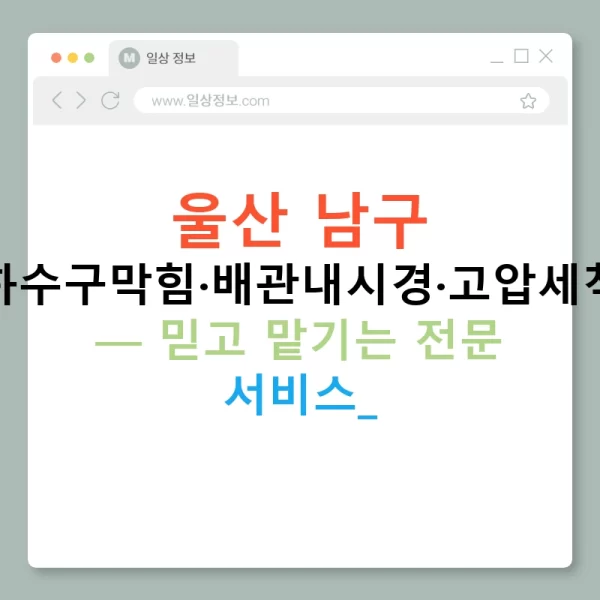 울산 남구 누수탐지·하수구막힘·배관내시경·고압세척·변기뚫기 — 믿고 맡기는 전문 서비스!