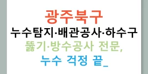 광주북구 누수탐지·배관공사·하수구 뚫기·방수공사 전문, 누수 걱정 끝!