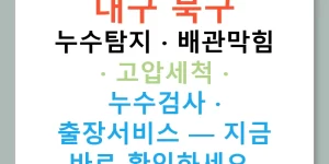 대구 북구 누수탐지 · 배관막힘 · 고압세척 · 누수검사 · 출장서비스 — 지금 바로 확인하세요!