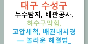 대구 수성구 누수탐지, 배관공사, 하수구막힘, 고압세척, 배관내시경 — 놀라운 해결법!