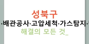 성북구 누수탐지·배관공사·고압세척·가스탐지·변기막힘 해결의 모든 것!
