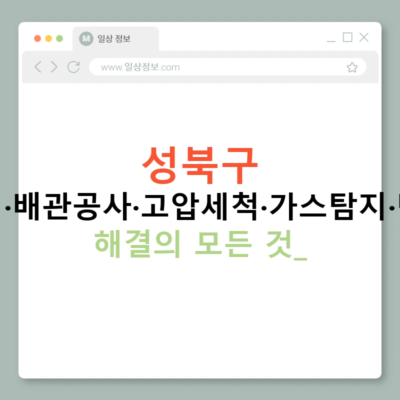 성북구 누수탐지·배관공사·고압세척·가스탐지·변기막힘 해결의 모든 것!